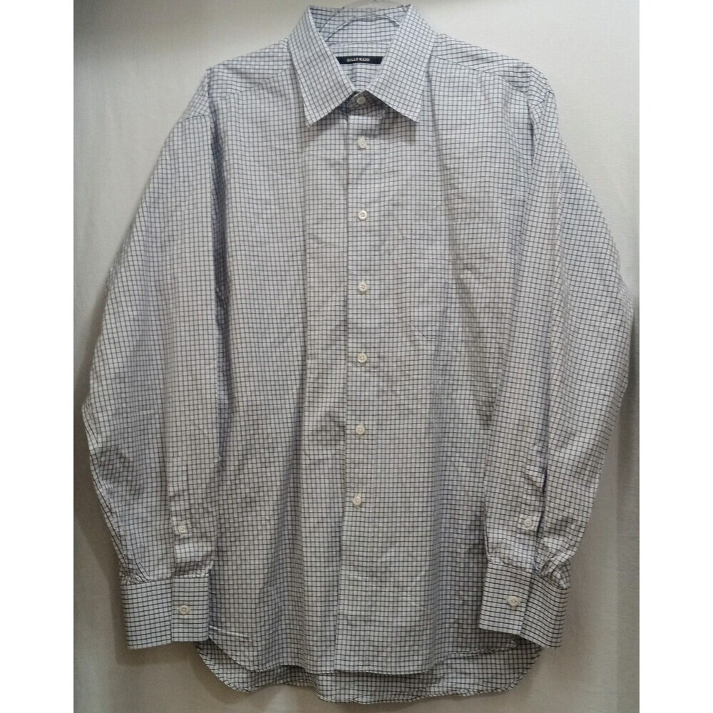 Billy Reid Men's Cotton Light Blue Brown Plaid Button Down LS Pocket Custom XL